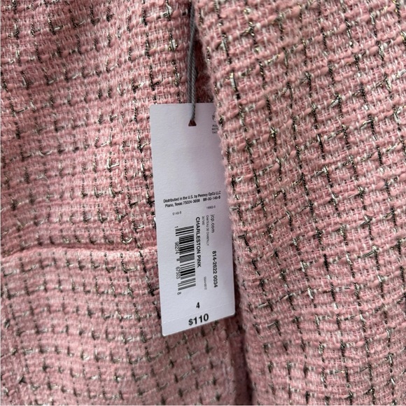 Liz Claiborne Charleston pink blazer jacket faux pearl buttons silver size 4 NWT - Picture 4 of 14